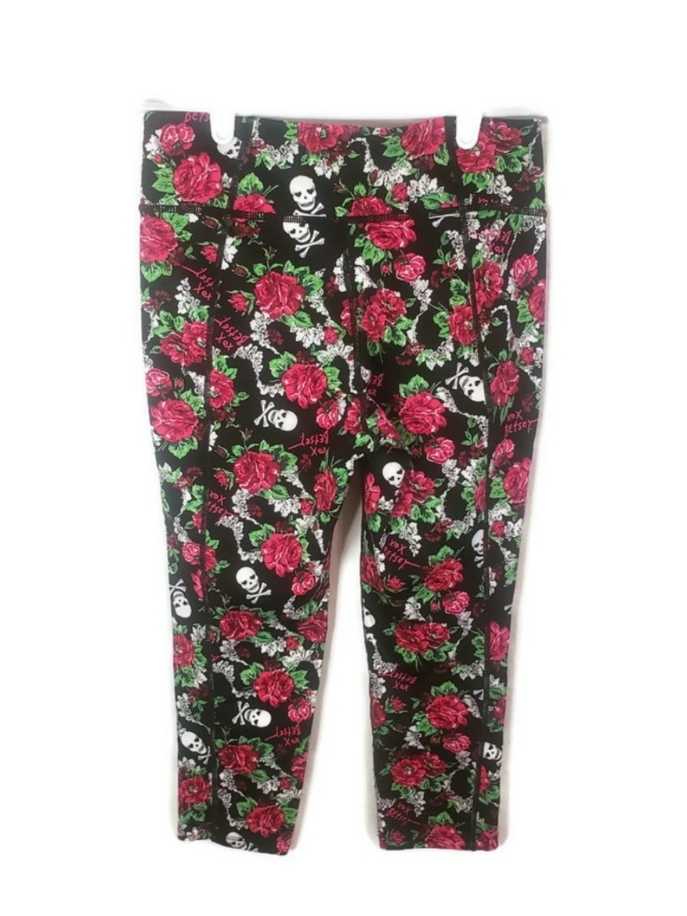 Betsey Johnson Black Floral & Skull Print Leggings